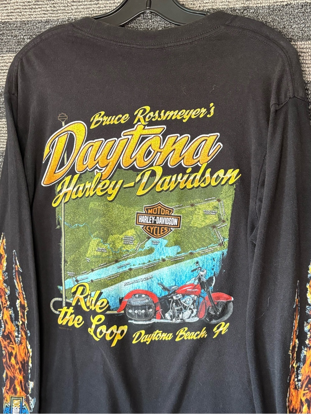 2013 Harley-Davidson Daytona Florida Flames Black Longsleeve T-Shirt Medium EUC - Picture 9 of 9